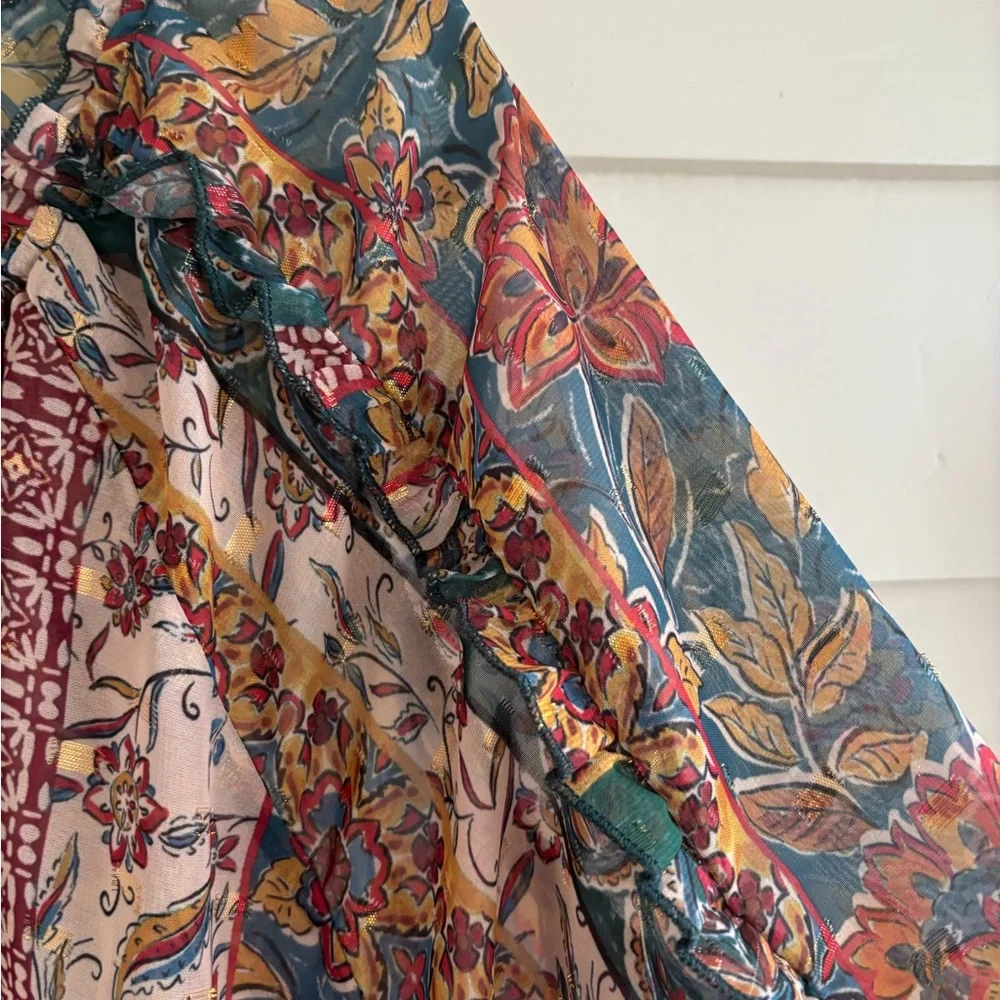 Democracy Sheer Multicolor Floral Boho Top Women’s Size 2X - Picture 6 of 16